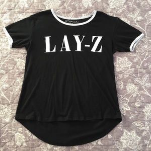 “LAY-Z” Black and White Ringer T-Shirt